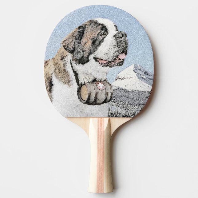 Saint Bernard Painting - Cute Original Hund Art Pingisracket (Framsidan)