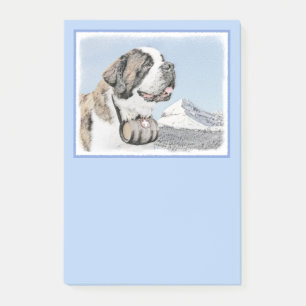 Saint Bernard Painting - Cute Original Hund Art Post-it Block