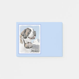 Saint Bernard Painting - Cute Original Hund Art Post-it Block