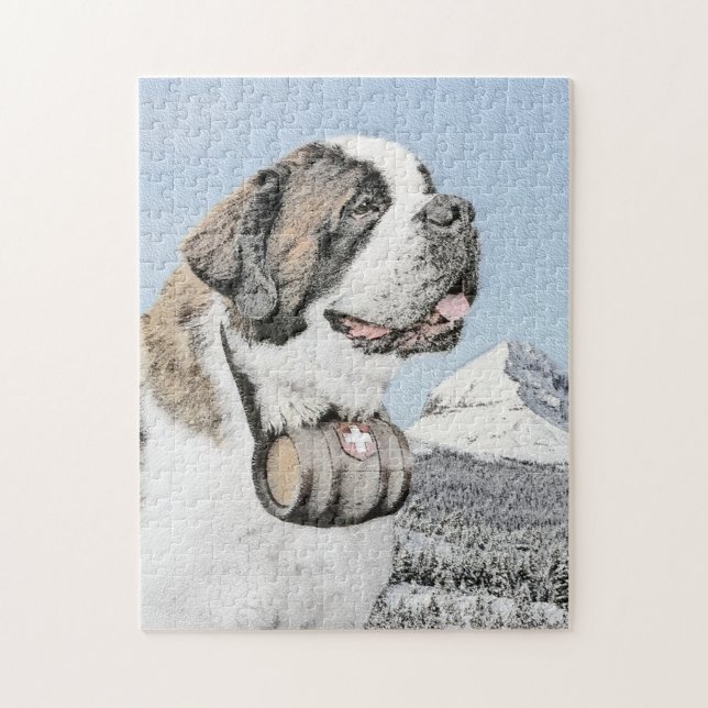 Saint Bernard Painting - Cute Original Hund Art Pussel (Vertikal)