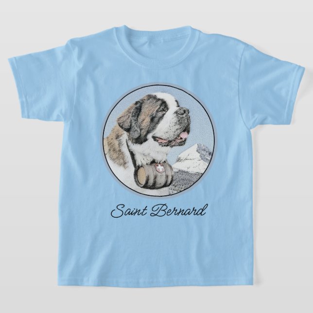 Saint Bernard Painting - Cute Original Hund Art T Shirt (Laydown)