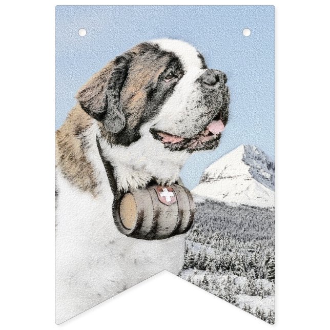 Saint Bernard Painting - Cute Original Hund Art Vimplar (Första flaggan)