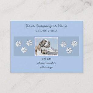 Saint Bernard Painting - Cute Original Hund Art Visitkort