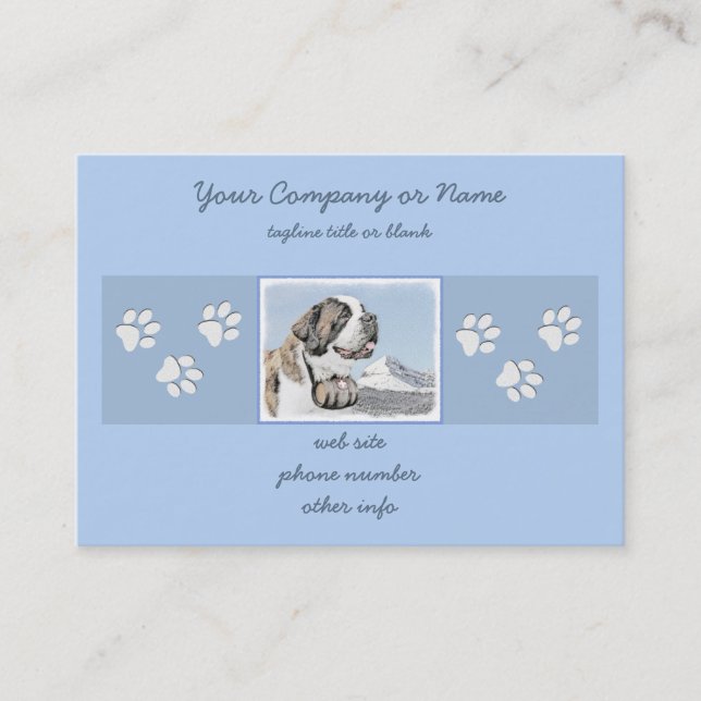 Saint Bernard Painting - Cute Original Hund Art Visitkort (Framsida)