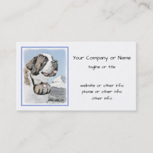 Saint Bernard Painting - Cute Original Hund Art Visitkort