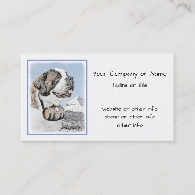 Saint Bernard Painting - Cute Original Hund Art Visitkort (Framsida)