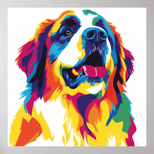Saint Bernard Porträtt Illustration Watercolor Poster (Framsidan)