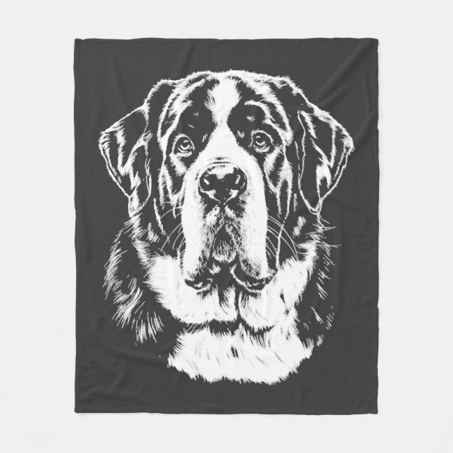 Saint Bernard Porträtt  Minimalistisk Klänning Fleecefilt (Framsidan)
