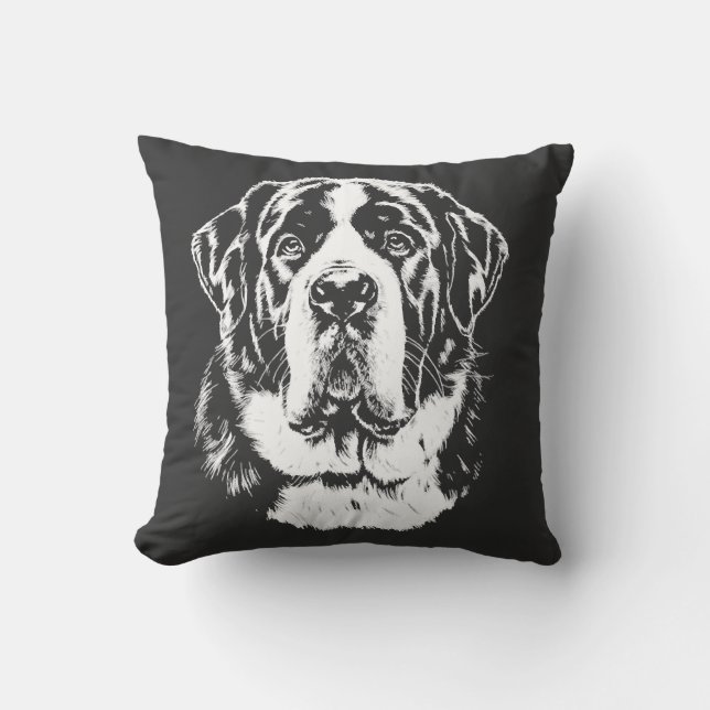 Saint Bernard Porträtt  Minimalistisk Klänning Kudde (Framsida)
