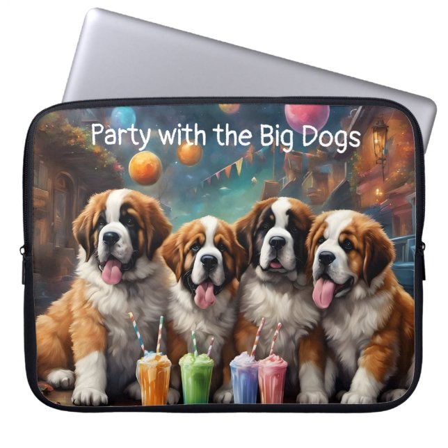 Saint Bernard Puppies och Milkshakes Laptop Fodral (Framsidan)