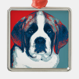 Saint Bernard Puppy Hope Policy Parody Design Julgransprydnad Metall