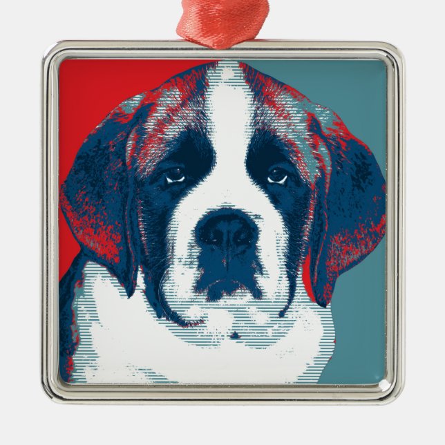 Saint Bernard Puppy Hope Policy Parody Design Julgransprydnad Metall (Framsidan)