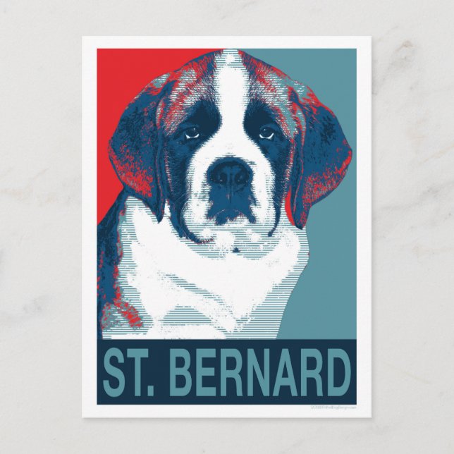 Saint Bernard Puppy Hope Policy Parody Design Vykort (Framsida)