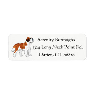 Saint Bernard Puppy Hund - Tecknad Kärlek St Bern Returadress Etikett