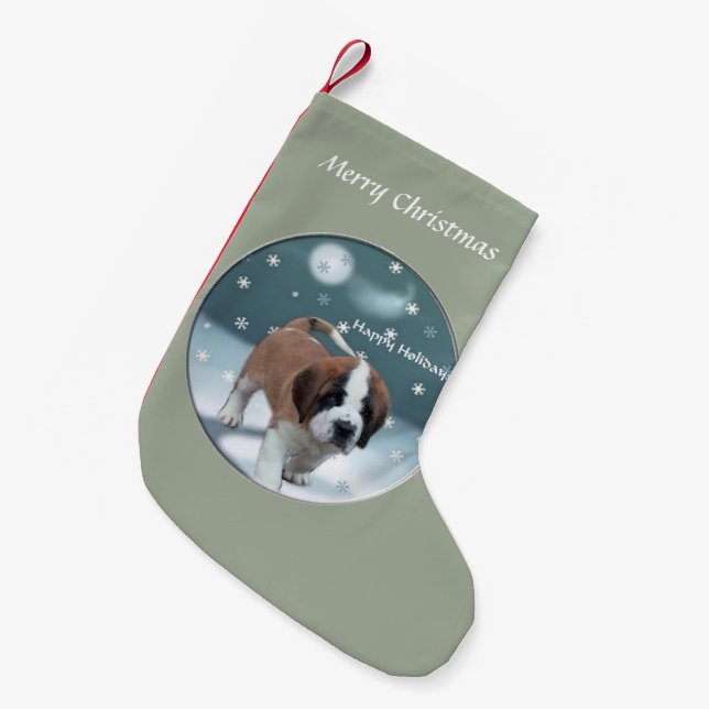 Saint Bernard Puppy Jul Liten Julstrumpa (Framsidan (Hängande))