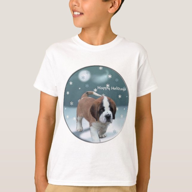 Saint Bernard Puppy-julklappar T-shirt (Framsida)