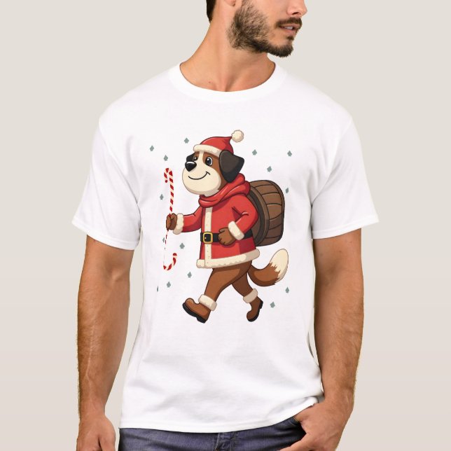 Saint Bernard Räddning Jul T Shirt (Framsida)