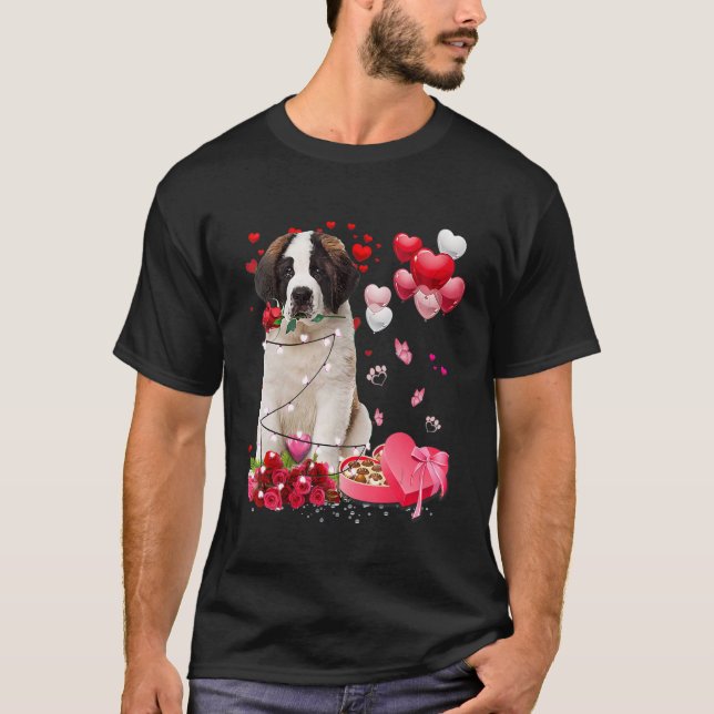 Saint Bernard Ro Heart Lycklig Alla hjärtans dag H T Shirt (Framsida)
