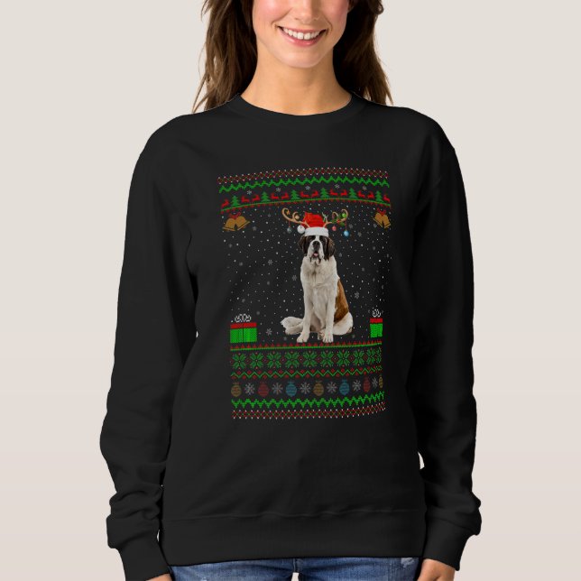 Saint Bernard Santa Hat Matching Ugly Saint Bernar T Shirt (Framsida)
