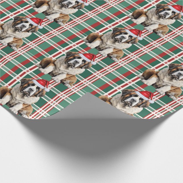 Saint Bernard Santa Hund Högtid Plaid Jul Presentpapper (Hörn)