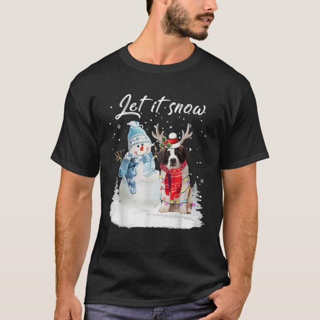 Saint Bernard Santa Hund jul Snögubbe Julafton Paj T Shirt (Framsida)