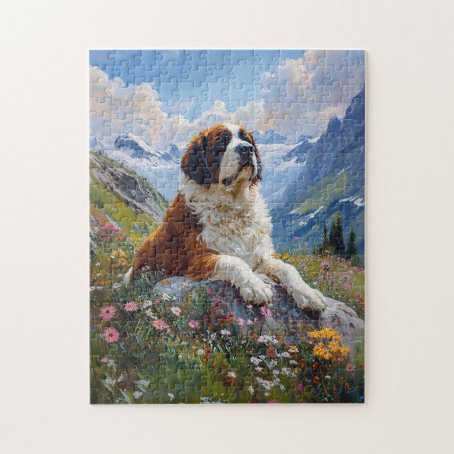 Saint Bernard Scenia WildblommFält Pussel (Vertikal)