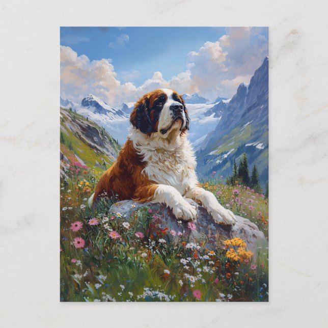 Saint Bernard Scenia WildblommFält Vykort (Framsida)
