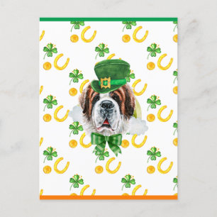 Saint Bernard Shamrock St. Patriksdag Helg Vykort