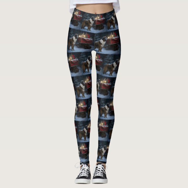 Saint Bernard Snöig släde juldekoration Leggings (Framsida)