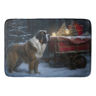 Saint Bernard Snowy Sleigh-juldekretet Badrumsmatta