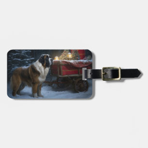Saint Bernard Snowy Sleigh-juldekretet Bagagebricka
