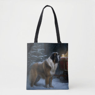Saint Bernard Snowy Sleigh-juldekretet Tygkasse