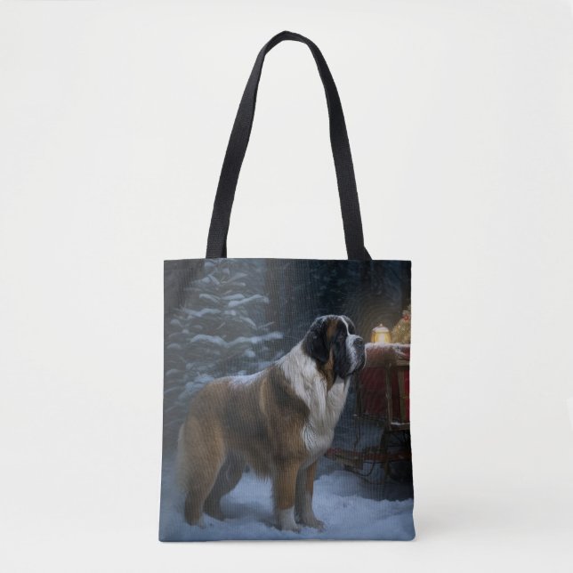 Saint Bernard Snowy Sleigh-juldekretet Tygkasse (Framsida)