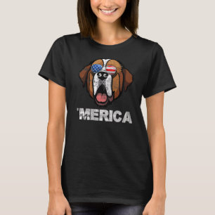 Saint Bernard Sunglasses American USA flagga 4:e T Shirt