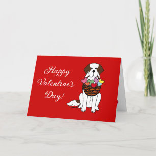 Saint Bernard Tecknad Alla Hjärtans Dag Helgkort