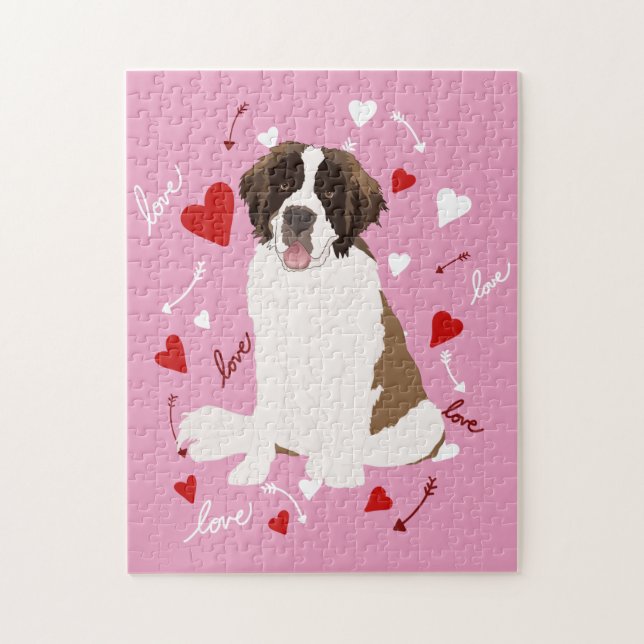 Saint Bernard Valentines day Pussel (Vertikal)