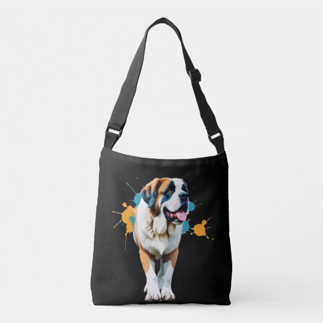 Saint Bernard Vector Art med Vibrant Färg Axelväska (Framsida)