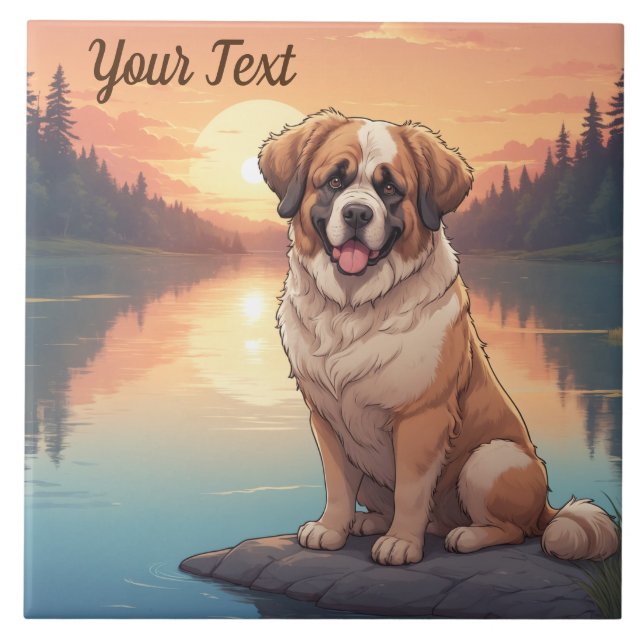 Saint Bernard vid sjö Kakelplatta (Framsidan)