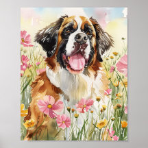 Saint Bernard Wall Art Gift för Hundälskare Poster