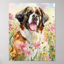 Saint Bernard Wall Art Gift för Hundälskare Poster