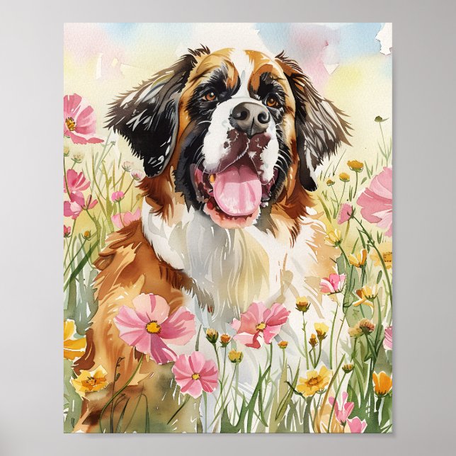 Saint Bernard Wall Art Gift för Hundälskare Poster (Framsidan)