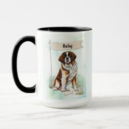 Saint Bernard Watercolor Personalized Dog Mugg