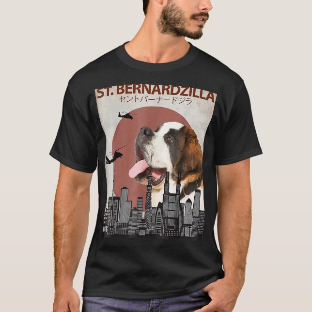 Saint Bernardzilla Funny Saint Bernard Hundälskare T Shirt (Framsida)