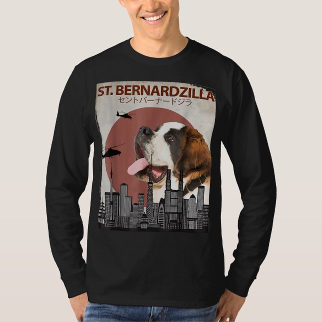 Saint Bernardzilla Funny Saint Bernard Hundälskare T Shirt (Framsida)