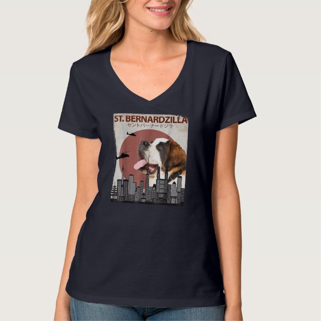 Saint Bernardzilla Funny Saint Bernard Hundälskare T Shirt (Framsida)
