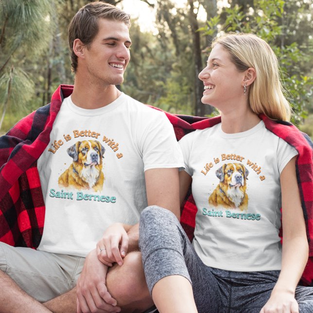 Saint Bernese Anpassningsbar hund pappa hund mamma T Shirt (Skapare uppladdad)