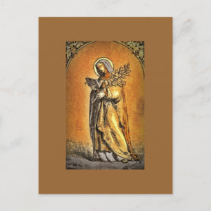 Saint Brigid läser hennes bibel Vykort