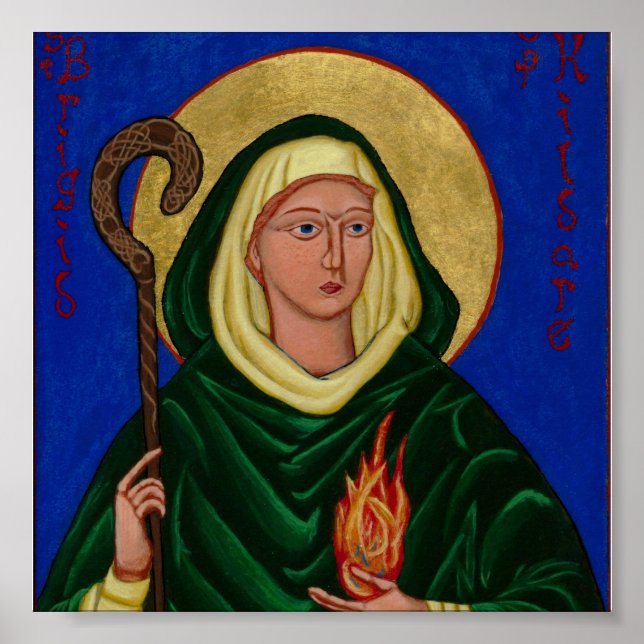 Saint Brigid med Heliga Fire Poster (Framsidan)
