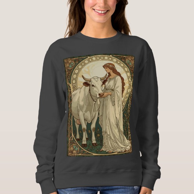 Saint Brigid of Ireland With White Cow T Shirt (Framsida)