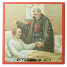 Saint Camillus Comforting an Ogiltigt (M 021) Kakelplatta